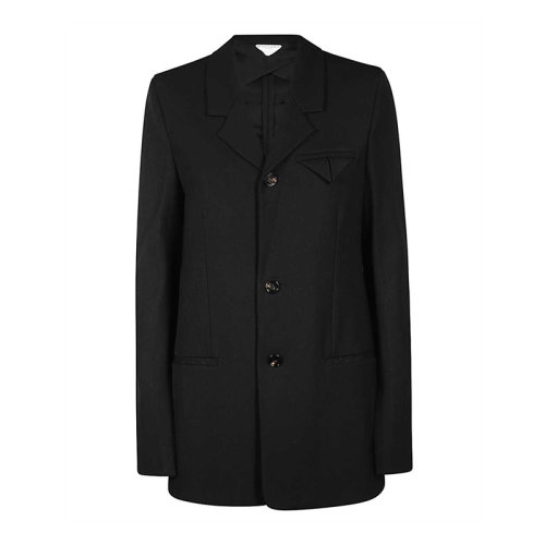 Bottega Veneta/葆蝶家 女装 服饰 黑色翻领混纺外套 女士西服