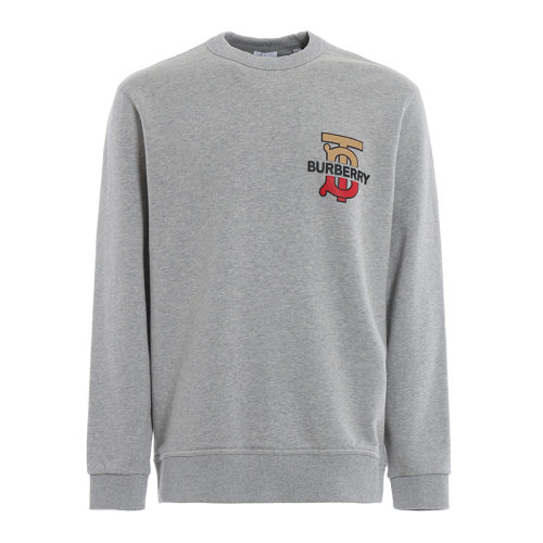 BURBERRY/博柏利 男装 服饰 经典LOGO款 浅灰色 圆领休闲长袖上衣 男士卫衣 8016676