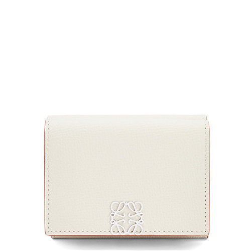 LOEWE/罗意威 20  女士幽灵白鹅卵石纹小牛皮徽标翻盖三折钱包0010508430