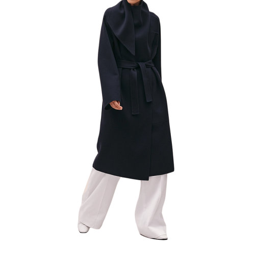 HERMES/爱马仕 22年早春新款 女士深蓝色纯羊绒浴袍风格的大衣H2E0113DB5H36