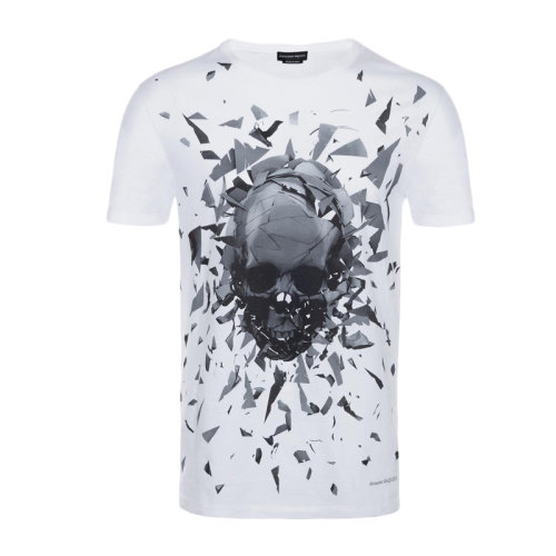 Alexander McQueen/亚历山大麦昆   男女同款 服装 纯棉骷髅头图案个性潮流 男士短袖T恤