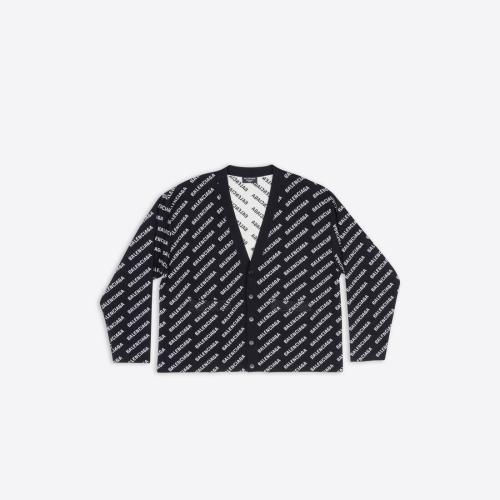  BALENCIAGA巴黎世家 22年秋冬 男士 针织衫 Mens Mini Allover Logo Cardigan in Black 699822