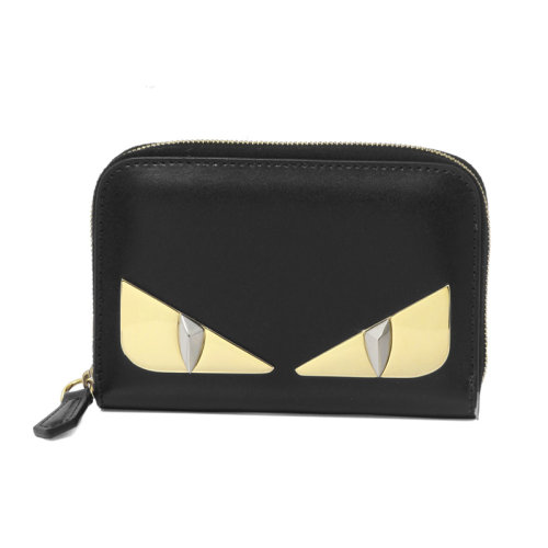 FENDI/芬迪  男包女包皮革时尚百搭小怪兽眼睛标志短款拉链钱包   $8M03133IFF13DP