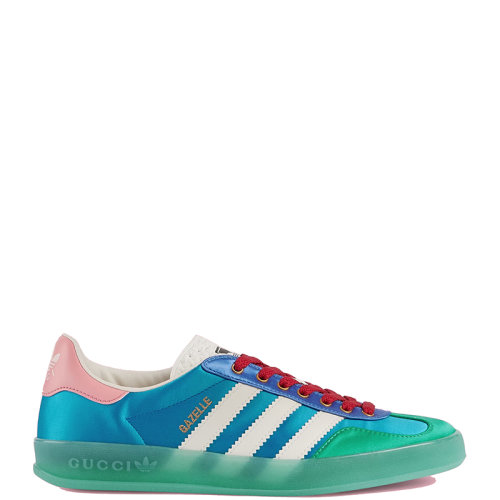 GUCCI/古驰 22年秋冬新款 adidas联名系列 女士浅蓝色真丝硬缎配可持续材料Demetra运动鞋?707867U7R103660