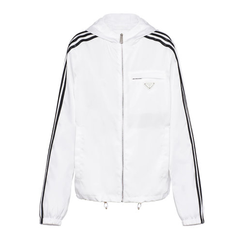 PRADA/普拉达 22年早春新款 ADIDAS联名系列 男女同款白色再生尼龙运动连帽夹克SGB964_1WQ8_F0AA1_S_212