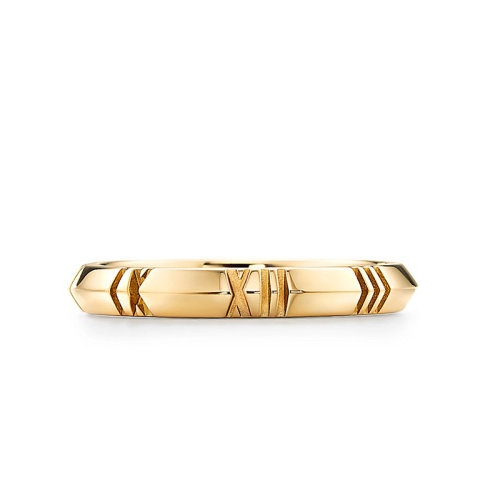 Tiffany & Co./蒂芙尼  Atlas X系列 18K金黄金罗马数字戒指 GRP11738