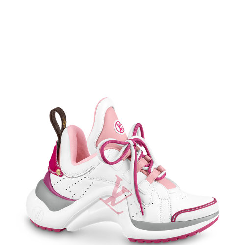 Louis Vuitton/路易威登 22年春夏新款 LV ARCHLIGHT系列 女士白色/粉色牛皮革大号外底运动鞋1A9SCG