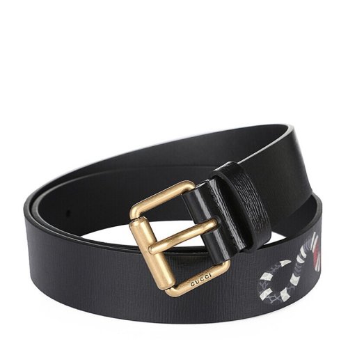 GUCCI/古驰 男士珊瑚蛇图案印花腰带皮革针扣皮带 434520-DNI1T-1058