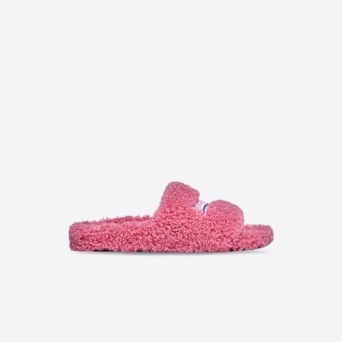  BALENCIAGA巴黎世家 22年秋冬 女士 平底凉鞋 Womens Furry Slide Sandal in Light Pink 65426