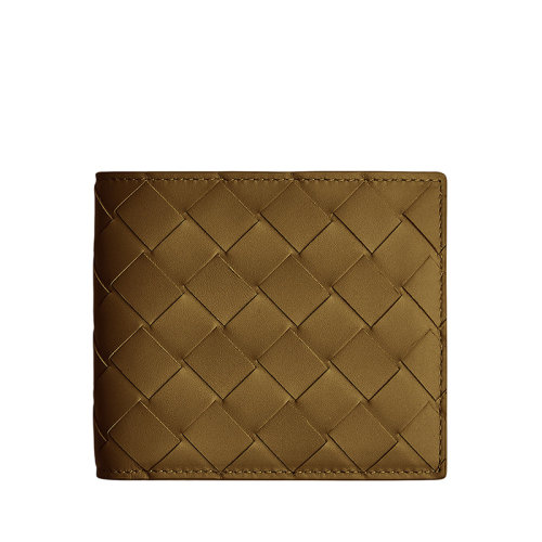 Bottega Veneta/葆蝶家 22春夏新款 男士橡果色Intrecciato编织牛皮革配零钱包双折钱包605722VCPQ47718