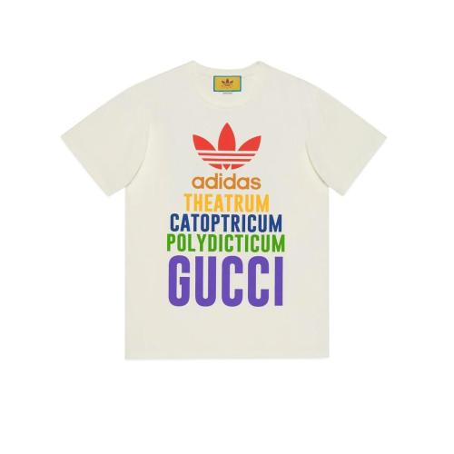  GUCCI古驰 22年秋冬 女士 adidas x Gucci联名系列针织棉T恤 717422 XJEXJ 9095
