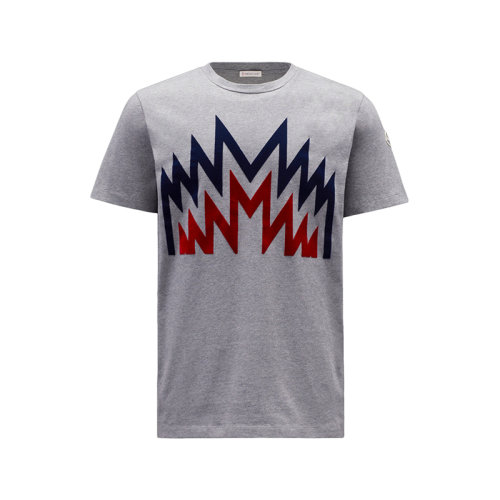 Moncler/蒙克莱 22年秋冬新款 男士希瑟深灰色纯棉印花图案短袖T恤H20918C000068390T920