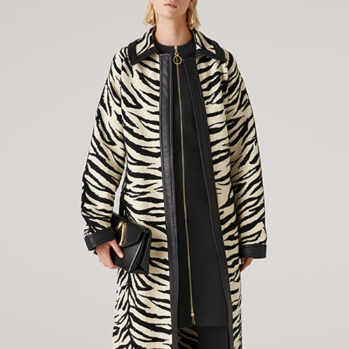 St.John/盛蔷女士黑白虎皮纹大衣女士夹克K61YZ79