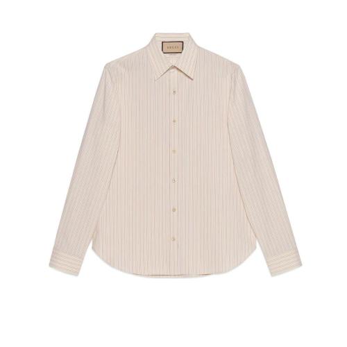 GUCCI古驰 22年秋冬 男士 水洗条纹棉质衬衫 714693 ZAEC1 9863