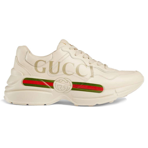GUCCI 古驰 Rhyton系列 复古Logo标识 老爹鞋 象牙白