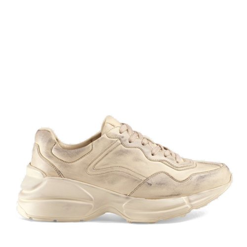 GUCCI/古驰 Rhyton系列 女士象牙色皮革脏脏运动鞋老爹鞋550046 A9L00 9522