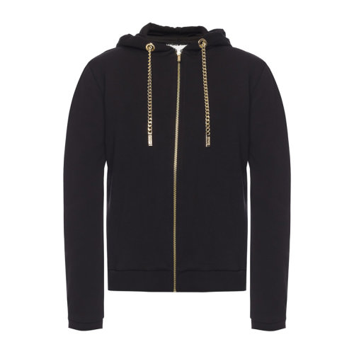 VERSACE JEANS/范思哲牛仔 女士黑色棉质链条帽绳细节拉链开合长袖上衣外套连帽衫 B6HUA782-36604-899