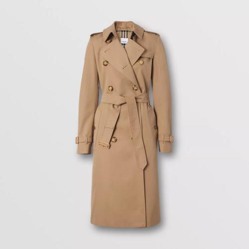  BURBERRY 22年秋冬 女士 徽标图案棉质嘎巴甸 Trench 风衣 80410991 预定商品1-3周发货