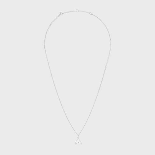  CELINE赛琳思琳 22年秋冬 男士 项链 BOY DOLL铑银色饰面黄铜和水钻三角形项链 460DJ6BRS.01XS