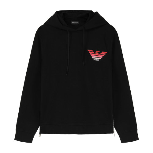 Emporio Armani/安普里奥阿玛尼 黑色 男士渐变鹰徽标图贴饰套头连帽卫衣 3H1MN6-1JVTZ-F054