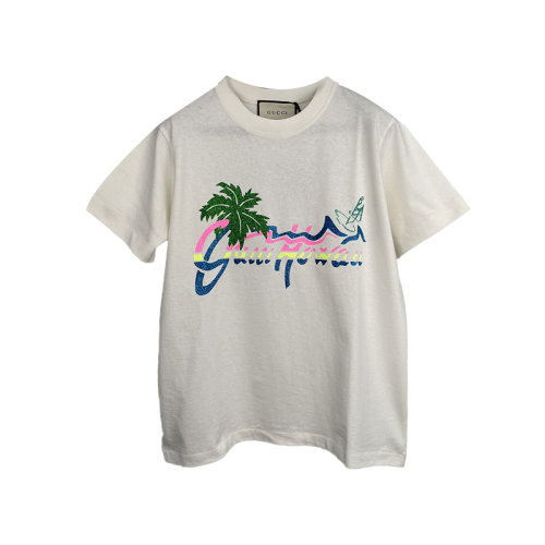 Gucci 古驰  夏威夷印花圆领短袖女士T恤