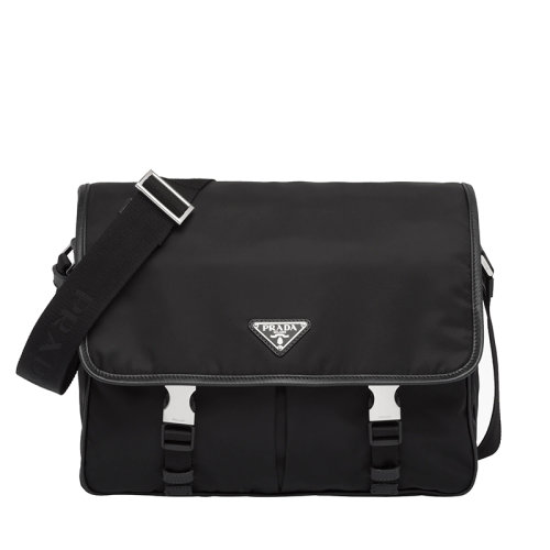PRADA/普拉达 男士黑色再生尼龙Saffiano皮革单肩斜挎包2VD768_2DMH_F0002_V_OLO