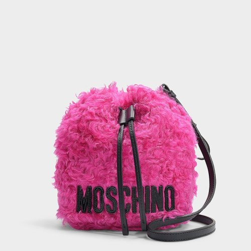 MOSCHINO/莫斯奇诺  秋冬 毛绒 水桶包 女包  女性 粉色 单肩包 8438