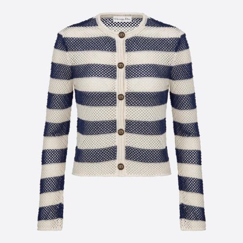  DIOR迪奥 22年秋冬 女士 针织衫 Dior Mariniere 开衫 314G22AM701_X5899