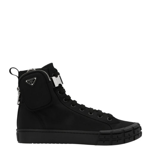 PRADA/普拉达 男士 男鞋 黑色高帮时尚休闲运动鞋 2TG174-3LFV-F0002