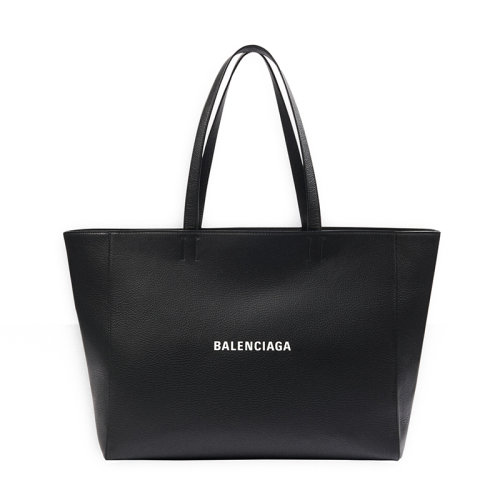 Balenciaga/巴黎世家 EVERYDAY EAST-WEST系列 男士黑色光滑小牛皮白色徽标手提包618284DLQ4N1000