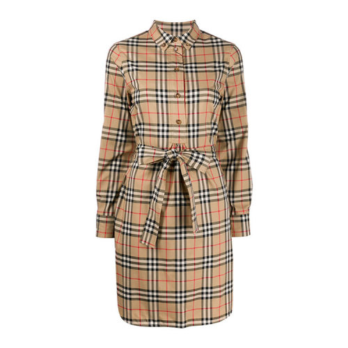 BURBERRY/博柏利  巴宝莉女裙 时尚百搭 女士卡其色棉质格纹连衣裙 80245851