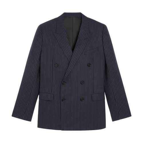 CELINE/赛琳 22年春夏新款 男士海军蓝/炭黑色纯羊毛条纹矩形西装夹克2V21D158M.07CN