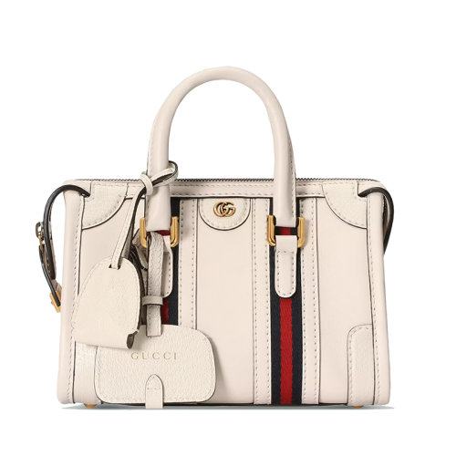 GUCCI/古驰 22新款Exquisite系列 女士迷你白色皮革金扣饰红黑织细节拉链开合单肩手提包715771AAA0O9041