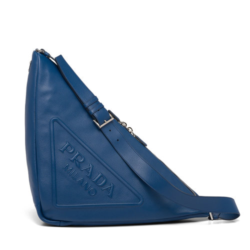 PRADA/普拉达 22年新款 男士深紫蓝色皮革徽标拉链可调节手袋三角单肩包腋下包2VY007_2BBE_F00_V_DLO