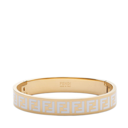 FENDI/芬迪  FF系列 金色金属白色珐琅FF图案弹簧扣手镯8AG808TL9F0A47