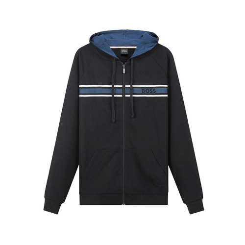 HUGO BOSS/雨果博斯 【22秋冬新款】 男士棉质连帽拉链卫衣开衫运动衫外套LOGO图案 50473428