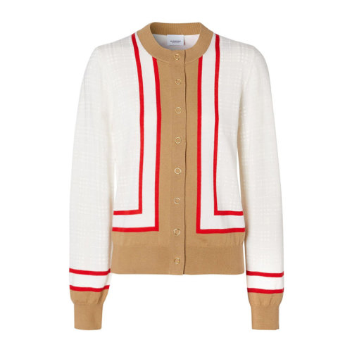 Burberry 博柏利 女士服装 白色羊毛开衫 女士针织衫毛衣