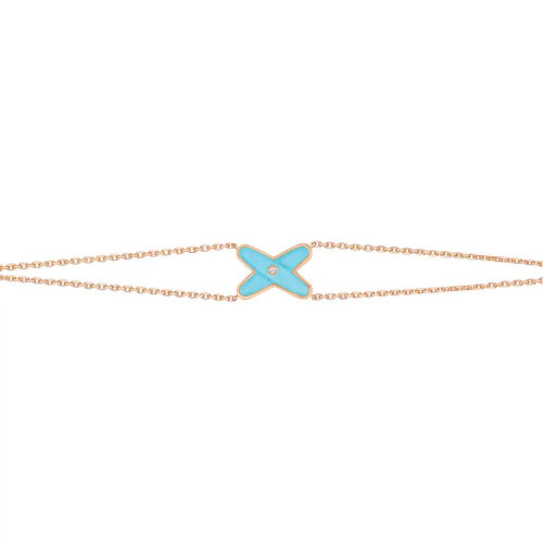 Chaumet/尚美 Jeux de Liens系列 女士18k金玫瑰金镶嵌绿松石和一颗明亮切割钻石手链082935