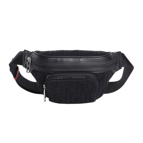 FENDI/芬迪 男士白色聚酰胺配皮经典双F3D效果印花可调节腰带拉链开合斜挎包腰包男包 7VA483-AA3X-F0W6Q