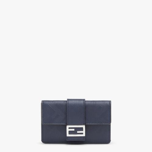  FENDI芬迪 22年秋冬 男士 卡包 蓝色皮质卡夹 7M0350ALWNF18YJ