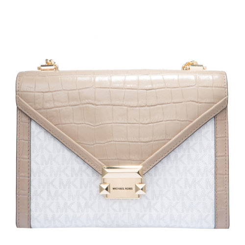Michael Kors/迈克·科尔斯 Whitney系列 女士皮质大号徽标压纹单肩包斜挎包链条包
