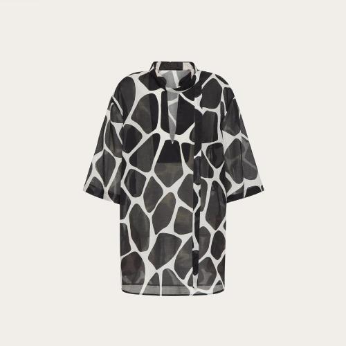  VALENTINO华伦天奴 22年秋冬 女士 连衣裙 ROBE COURTE EN VOILE A_VEC IMPRIMé GIRAFFA RE-E