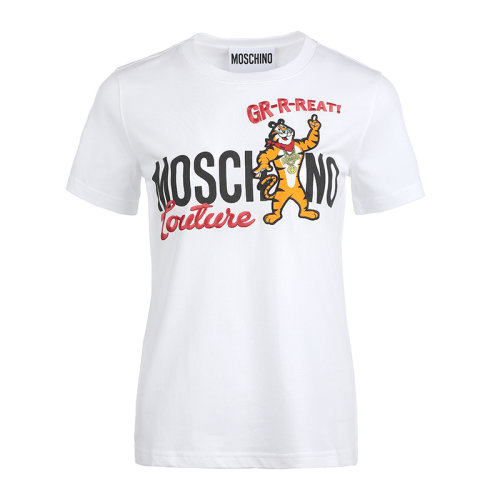 MOSCHINO/莫斯奇诺22春夏Chinese New Year印花刺绣女士短袖T恤 A077910401