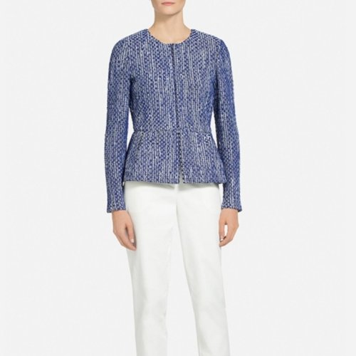 St.John/盛蔷蓝色修身纹理针织女士夹克K6100V1