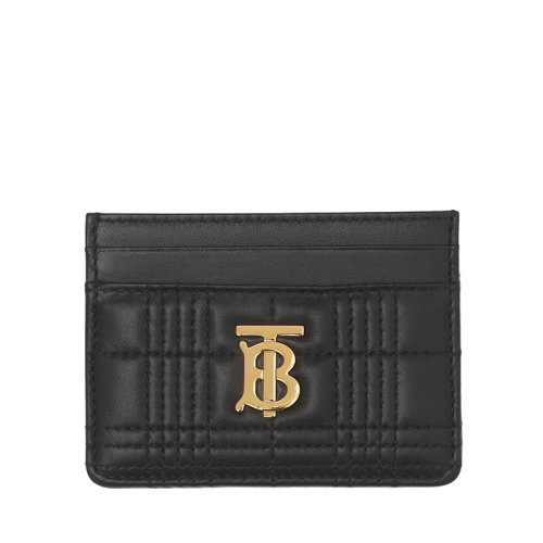 BURBERRY/博柏利 22春夏新款Lola系列 女士黑色绗缝羊皮革金色金属TB标识卡包卡片夹80492951