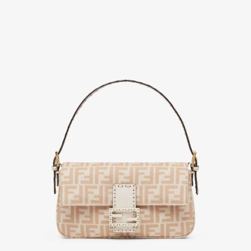  FENDI芬迪 22年春夏 女士 单肩包 米色FF羊毛手袋 8BR792AH9EF1FEM