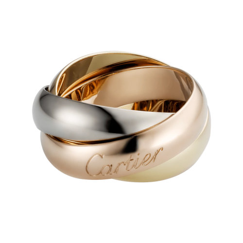 CARTIER/卡地亚 TRINITY系列 18K金白金玫瑰金黄金三环三色大号戒指 求婚订婚结婚对戒 B4052800