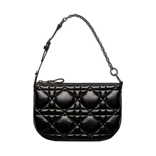 DIOR/迪奥 22新款 DIOR Caro系列 女士黑色mini绗缝小牛皮钌饰面金属链肩背手拿包S5139BNGX_M900