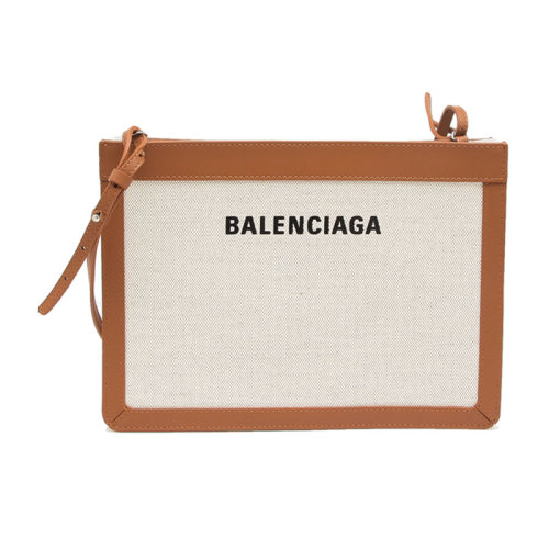 Balenciaga/巴黎世家 女士棕色织物配皮单肩包 339937AQ37N2381