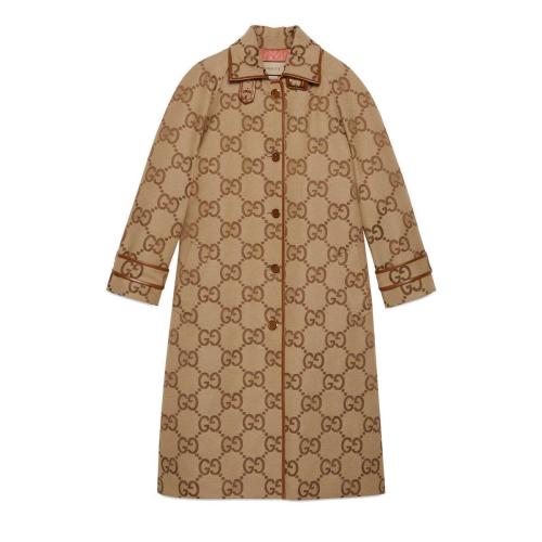  GUCCI古驰 22年秋冬 女士 饰超级双G图案帆布大衣 681388 Z8AWD 2184